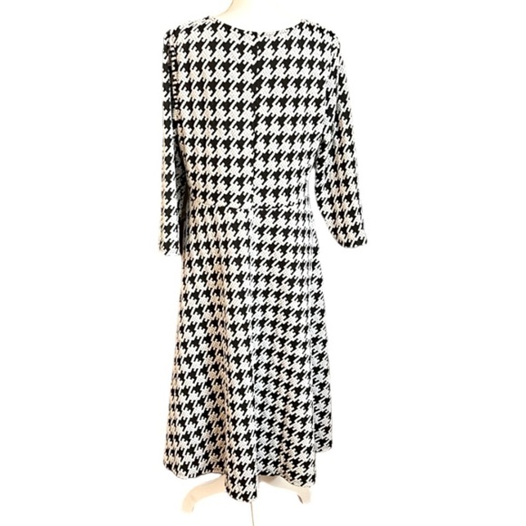 Harper 241 Dress black white geo houndstooth faux wrap midi size 16 NWT - Picture 3 of 15